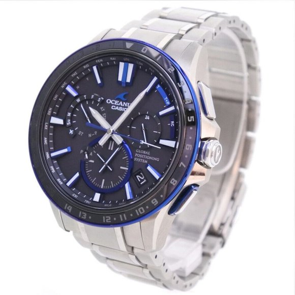 CASIO OCW-G1200-1AJF GPS Oceanus Watches blue/black titanium Solar Powered. - Picture 1 of 8